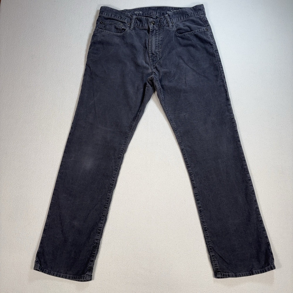 Gap 1969 Straight Corduroy Pants Mens 33 (fits 34x30) Shark Fin Gray 100% Cotton
